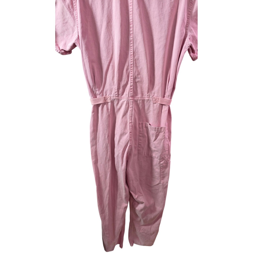 Pistola Pink Cotton Utility Jumpsuit Short Sleeve Wide Leg Suit Small - Picture 9 of 9